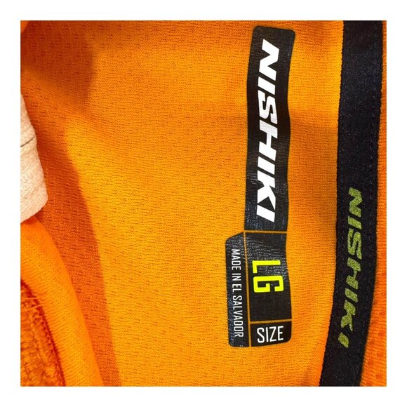 Nishiki Cycling Jersey Short Sleeve Orange White 1/4 Zip 3 Pocket Men's Size L - Picture 2 of 4